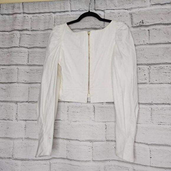 Silvia Tcherassi Cotton Blend Cropped Puff Sleeve Victoria Top White Size Large - Picture 5 of 12